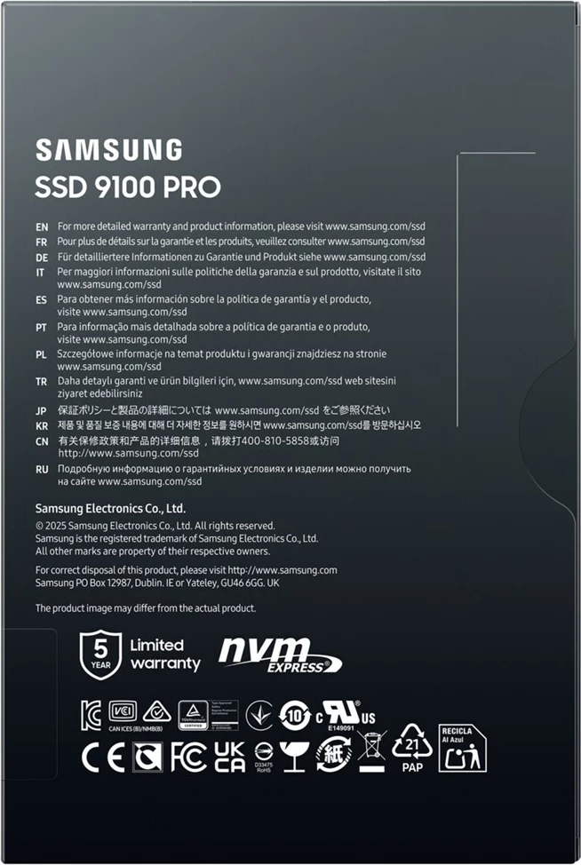 SSD Samsung 9100 PRO, M.2 PCIe 5.0 NVMe, 2 TB, i zi