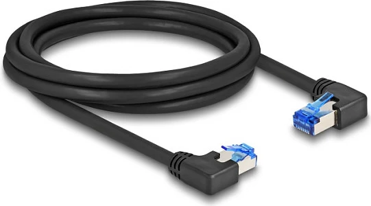 Kabllo rrjeti DeLOCK RJ45 Cat6A S/FTP, 2 m, konektorë këndorë, e zezë