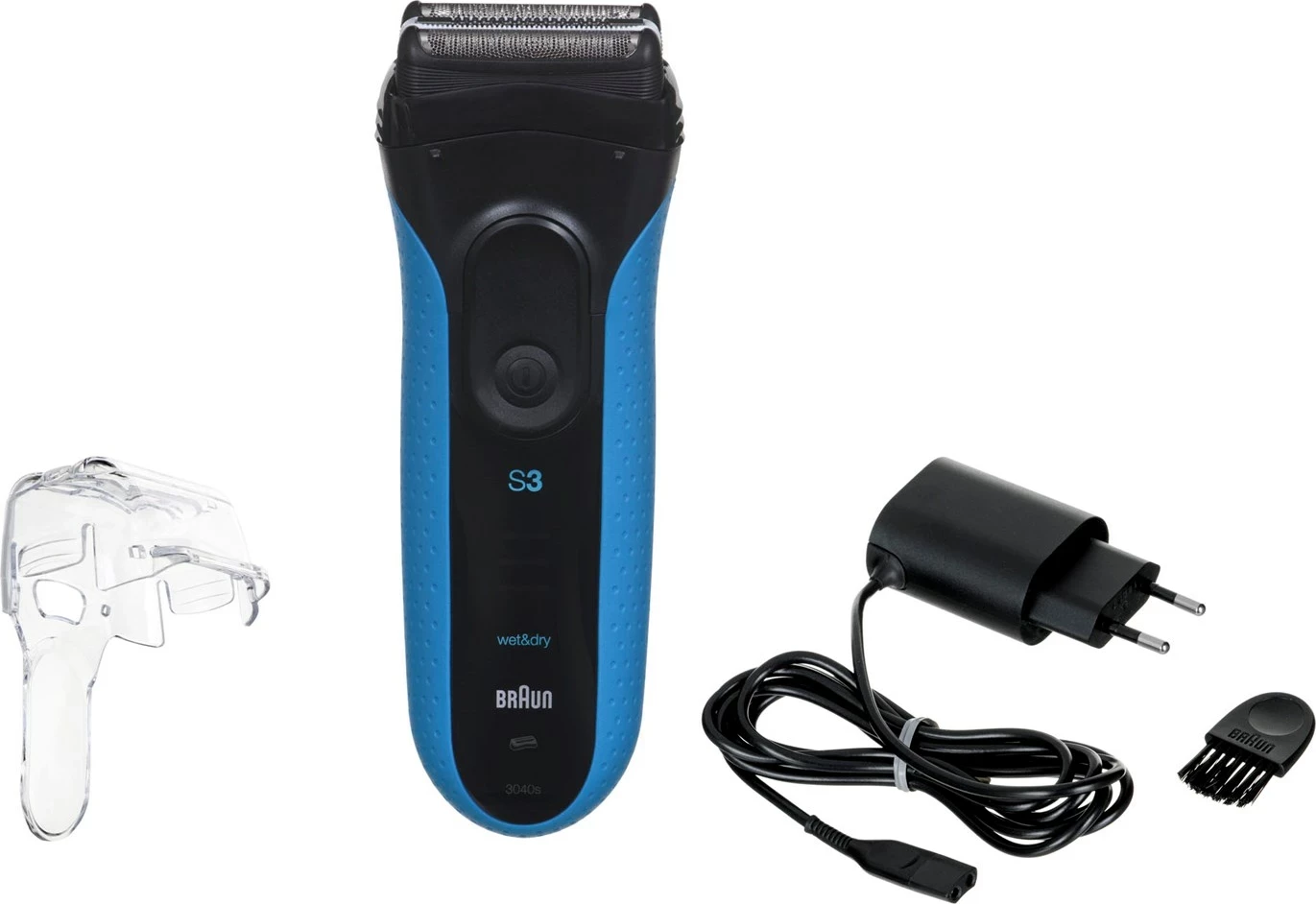 Makinë rroje Braun Series 3 3040s, me trimmer, e zezë/blu