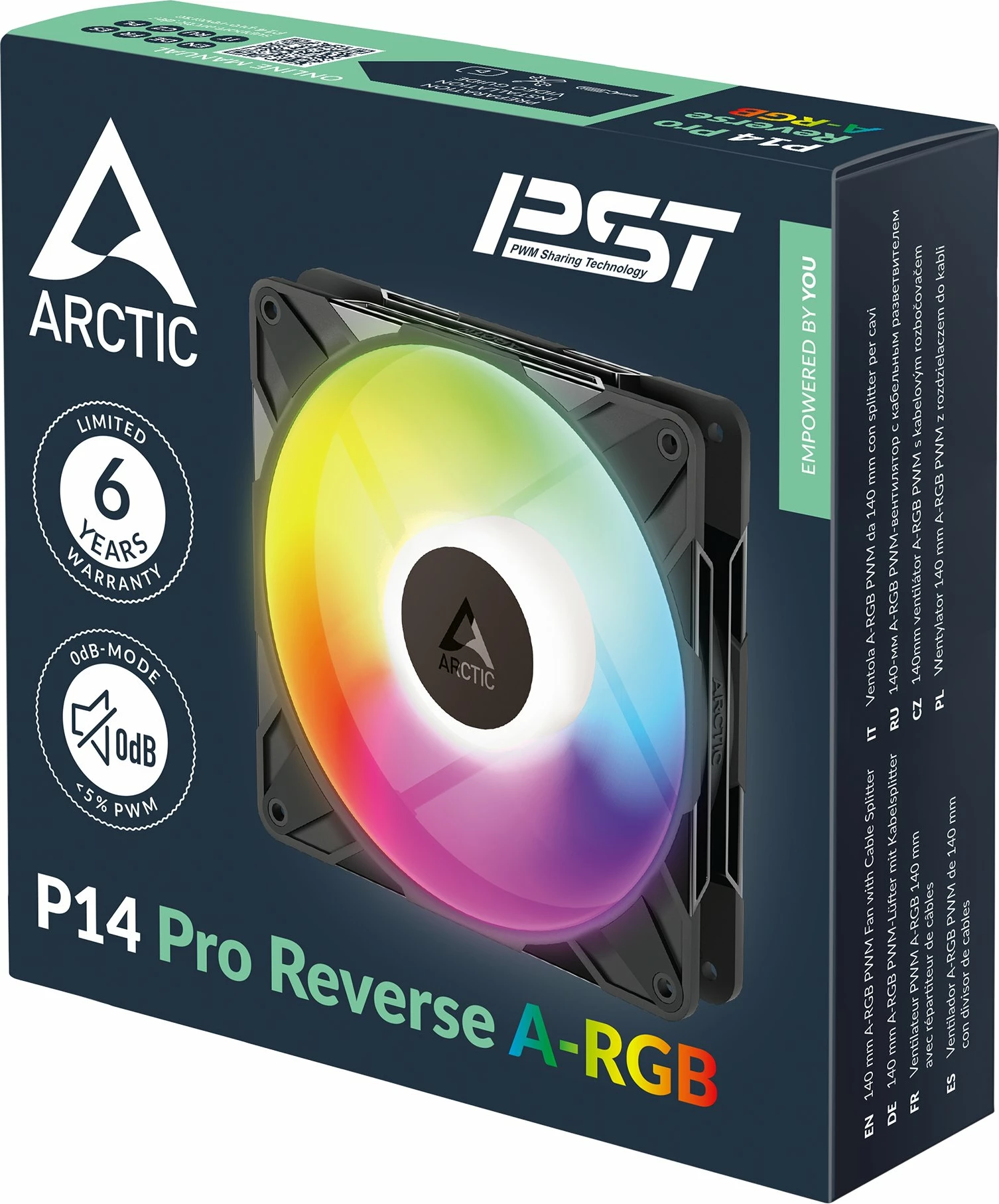 Ventilator kasë Arctic P14 Pro Reverse A-RGB ACFAN00323A 140mm PWM 4-pin 400-2650rpm, zi, 1 copë