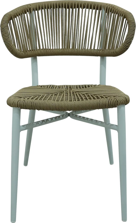 Karrige alumini-pe rattan Agus e grumbullueshme, ngjyrë e bardhë, 55x63x77cm