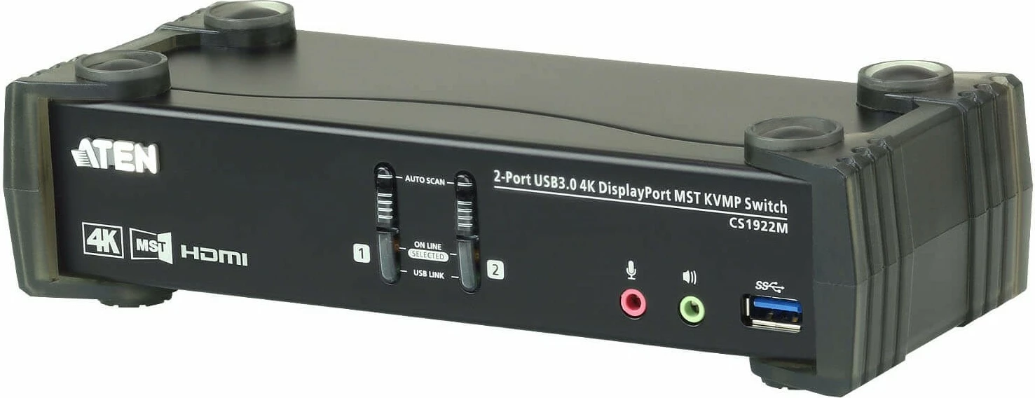 KVM Switch ATEN CS1922M, 2 porta, USB 3.0, 4K, DisplayPort, HDMI, e zezë