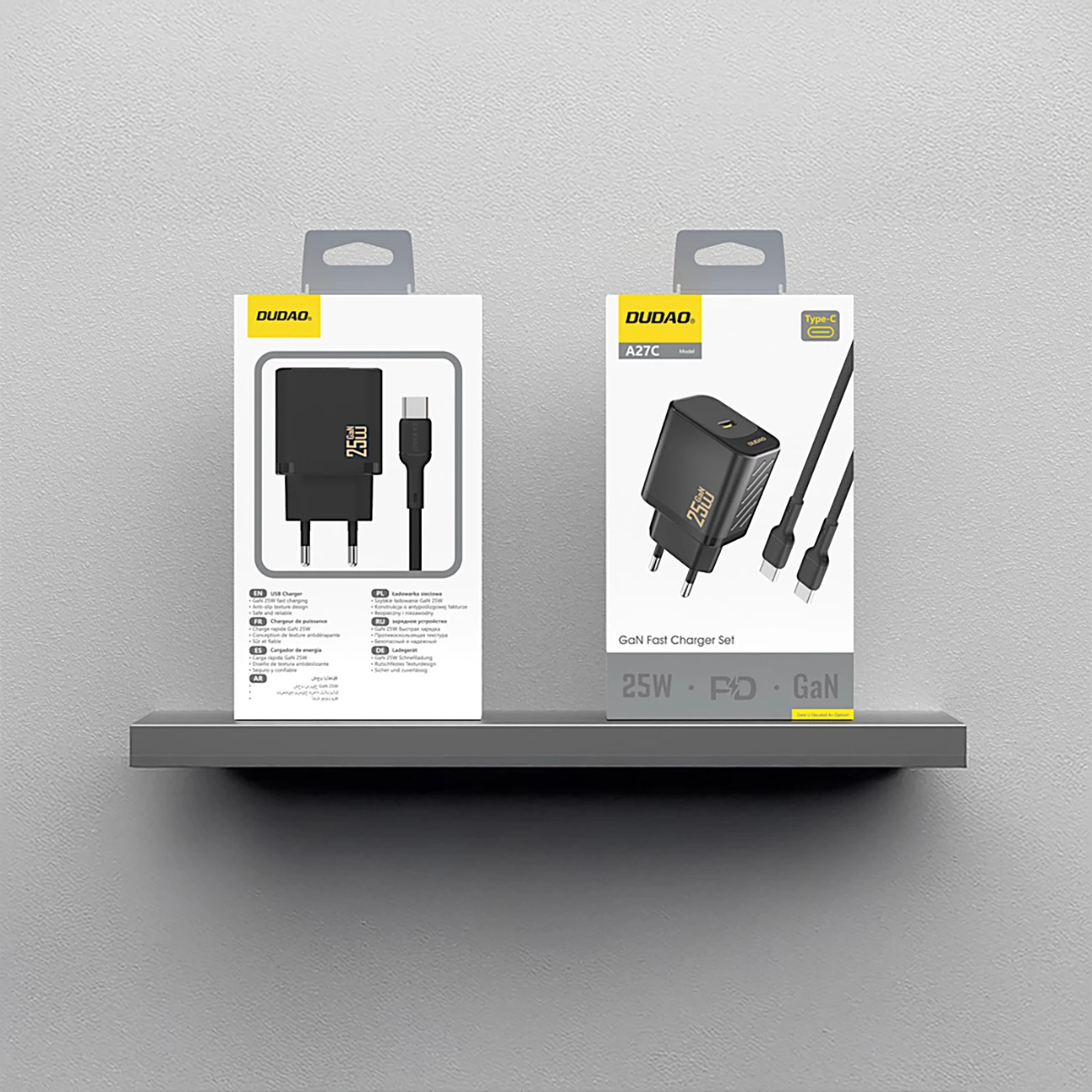 karikues muri GaN Dudao A27CEU PD 25W USB-C me kabllo USB-C 1 m, i zi