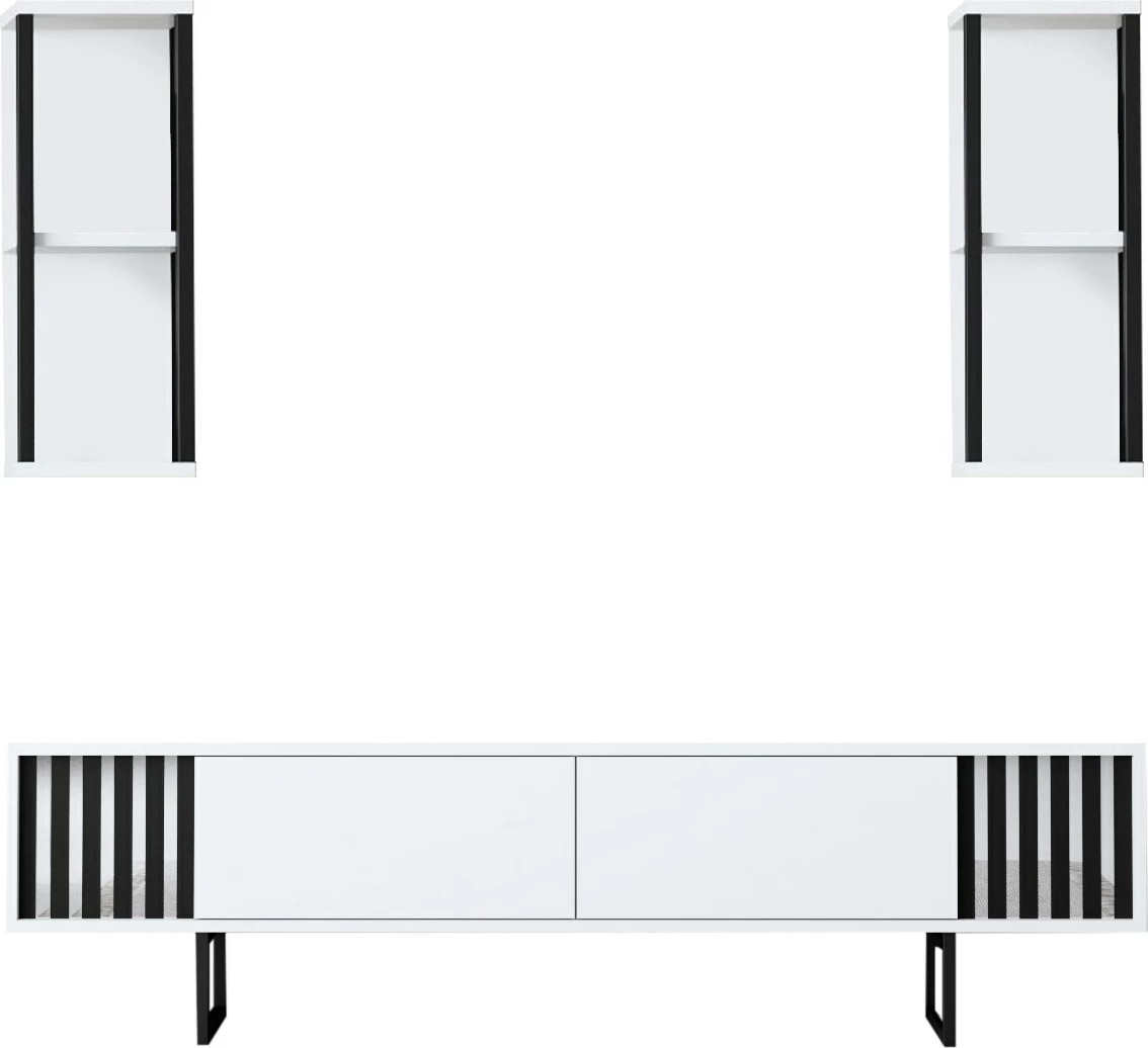 Komodë TV Hanah Home, Chrome Line, e bardhë dhe e zezë