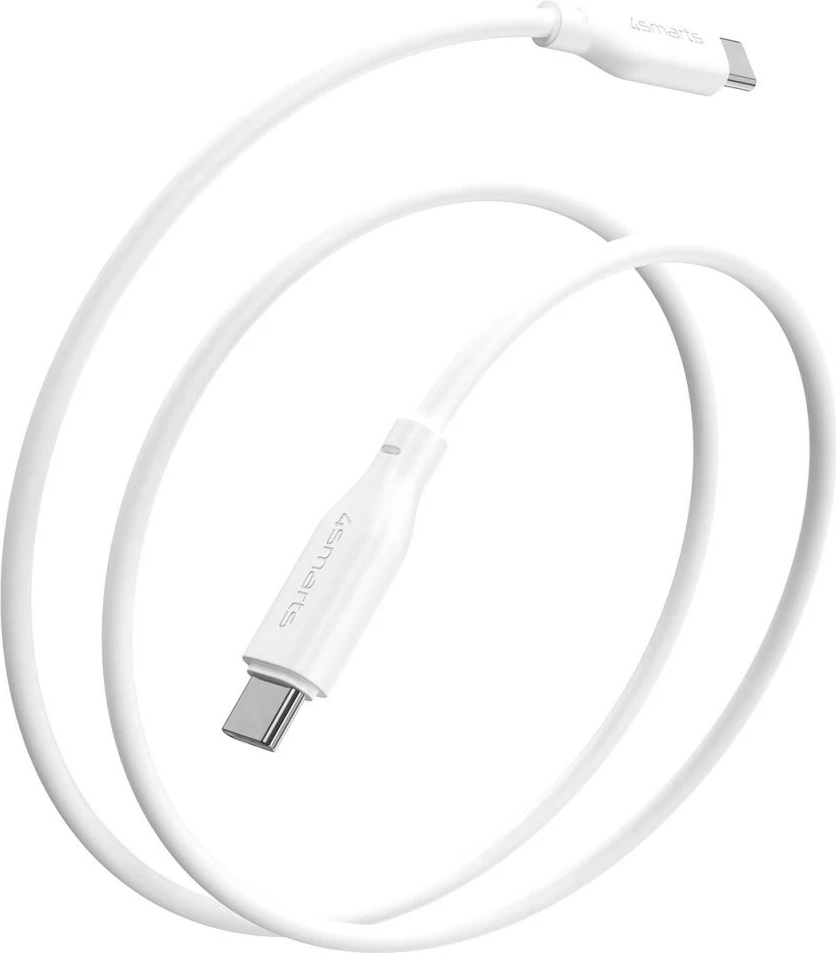 Kabëll USB C në USB C 4smarts 1.5m, Fast Charging, 60W, i bardhë