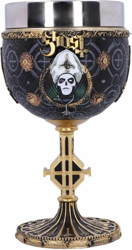Kelih koleksionues NEMESIS NOW Ghost Meliora, resinë me insert çelik inox, i pikturuar me dorë, gold
