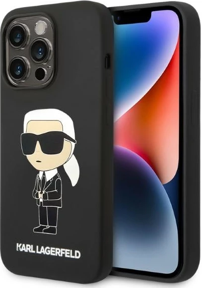 Mbështjellës Karl Lagerfeld Silicone Ikonik për iPhone 14 Pro, i zi