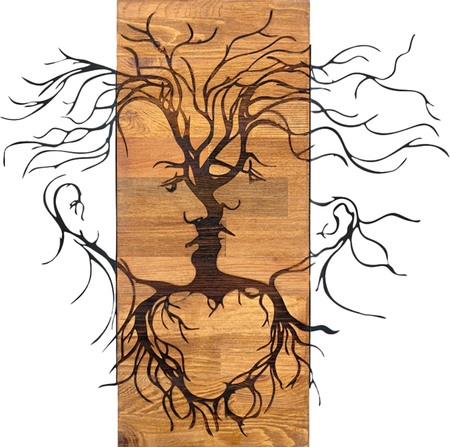 Dekor muri FACES, metal i zi, dru, 60x3x57.5cm