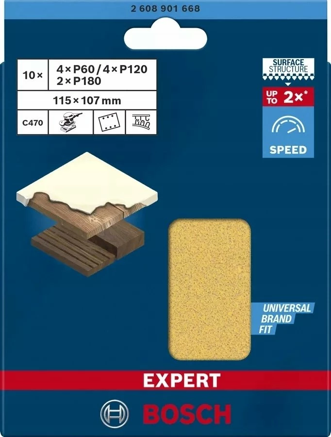 Set letre zmerile Bosch C470 115x107 mm G60/120/180, 10 copë