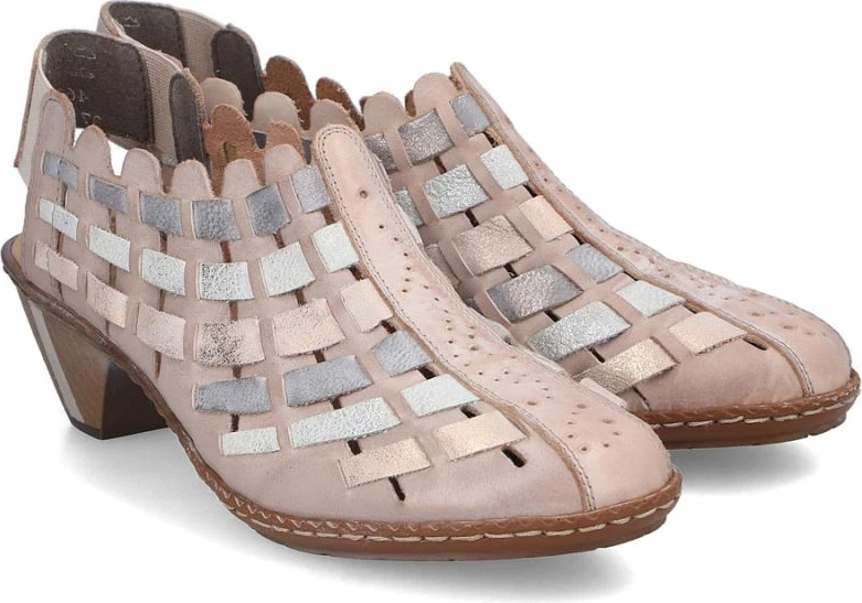 Këpucë me take për femra Rieker 46778-64, krem