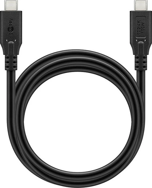 Kabel USB-C Goobay, USB-C në USB-C, USB 3.2 Gen2, 1m, 10Gbps, PD 100W, 4K@60Hz, i zi