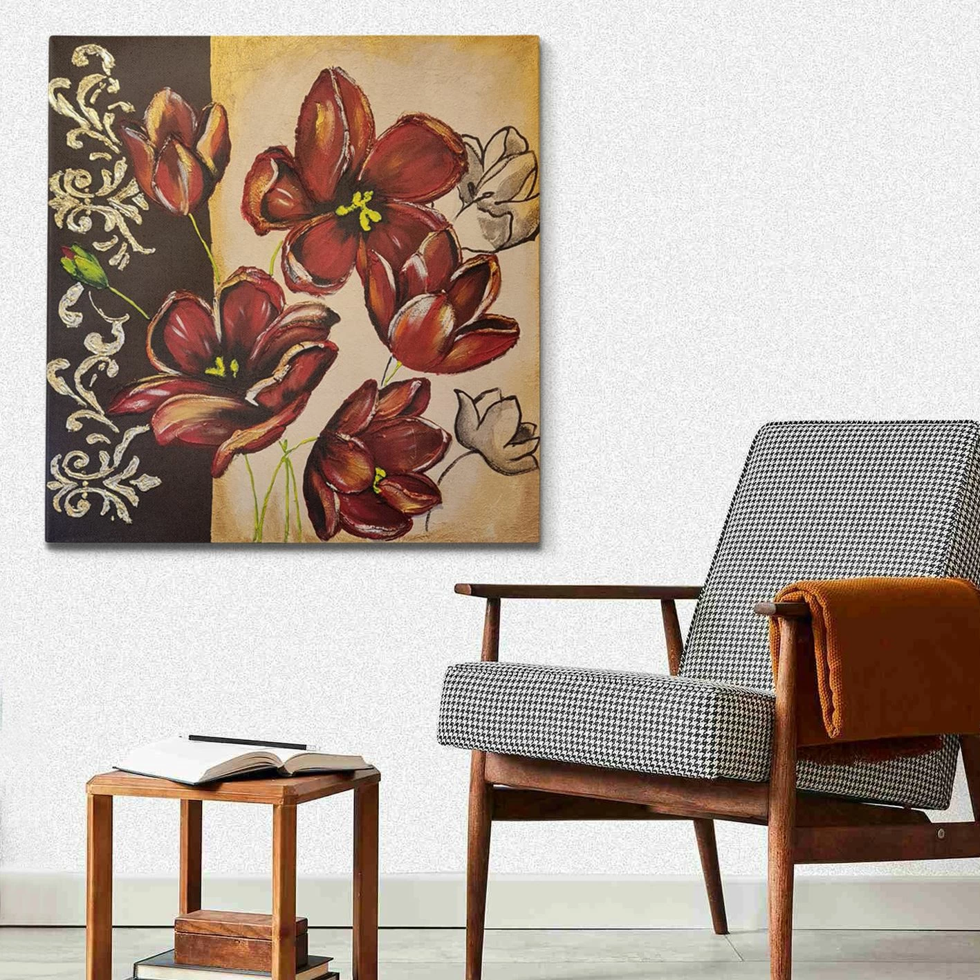 Pikturë dekorative me vaj, Wallity, OPG10062 - 100100, shumëngjyrëshe, 100x100cm