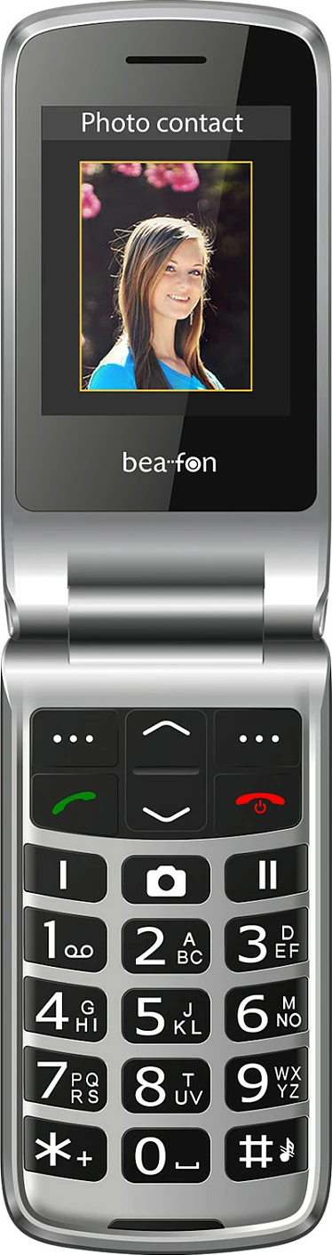 Celular me kapak bea-fon SL605, 2.4", Bluetooth, USB-C, me bazë karikimi, i zi