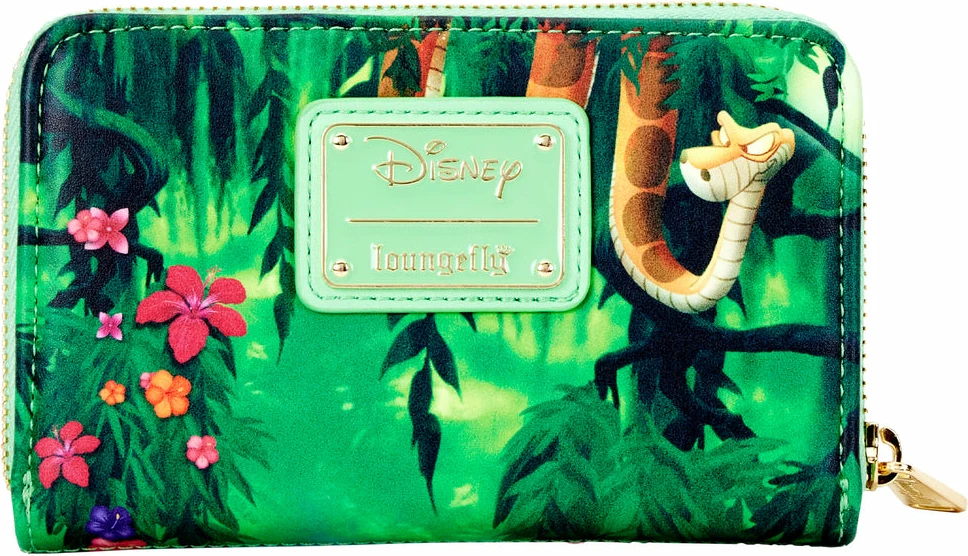 Portofol Loungefly Disney The Jungle Book Bare Necessities me zinxhir rreth e rrotull, lëkurë vegane, 4 slote karte + ID, 15.24×10.16 cm, shumëngjyrësh