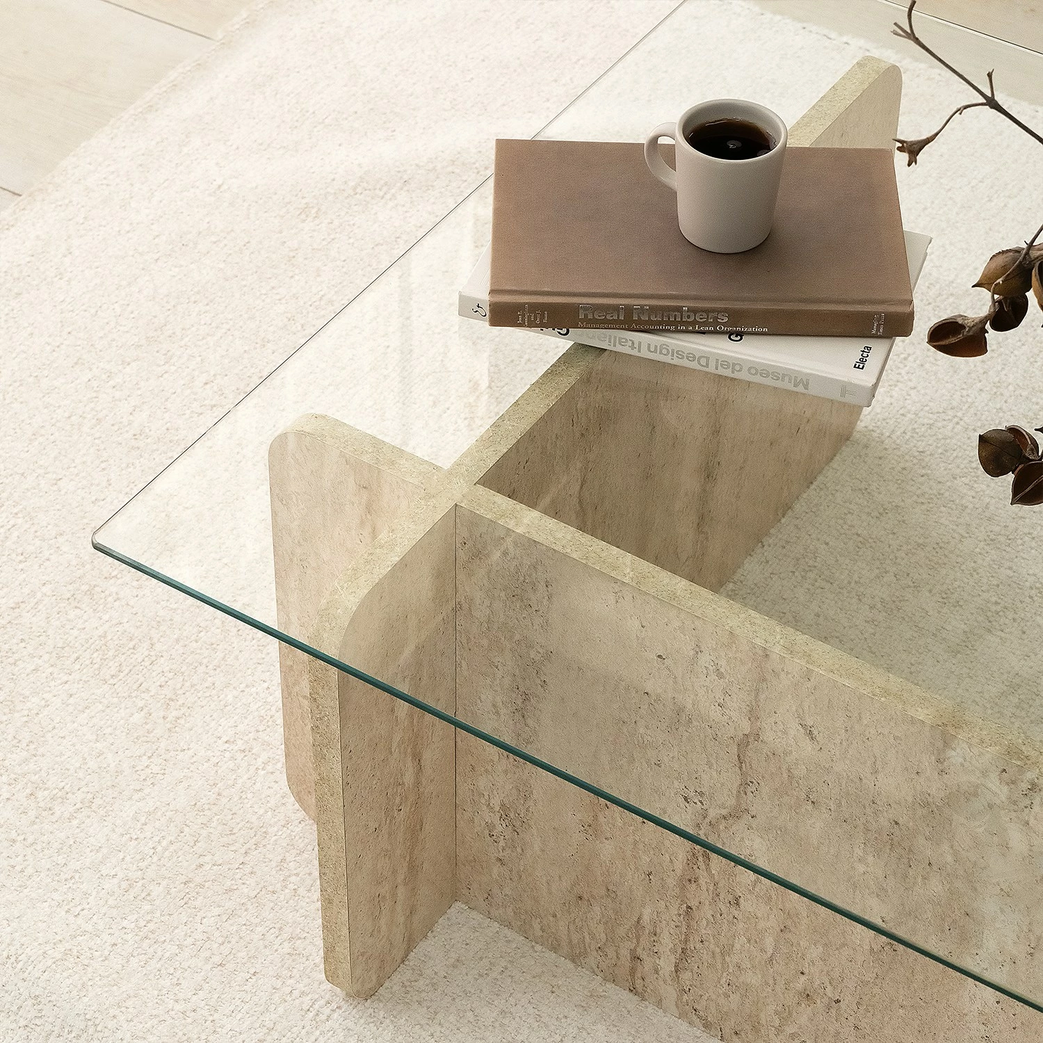 Tavolinë kafeje Hanah Home, Escape, ngjyrë travertine