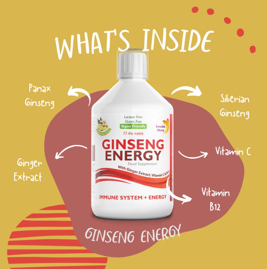 Suplement Swedish Nutra Ginseng Energy, 500ml