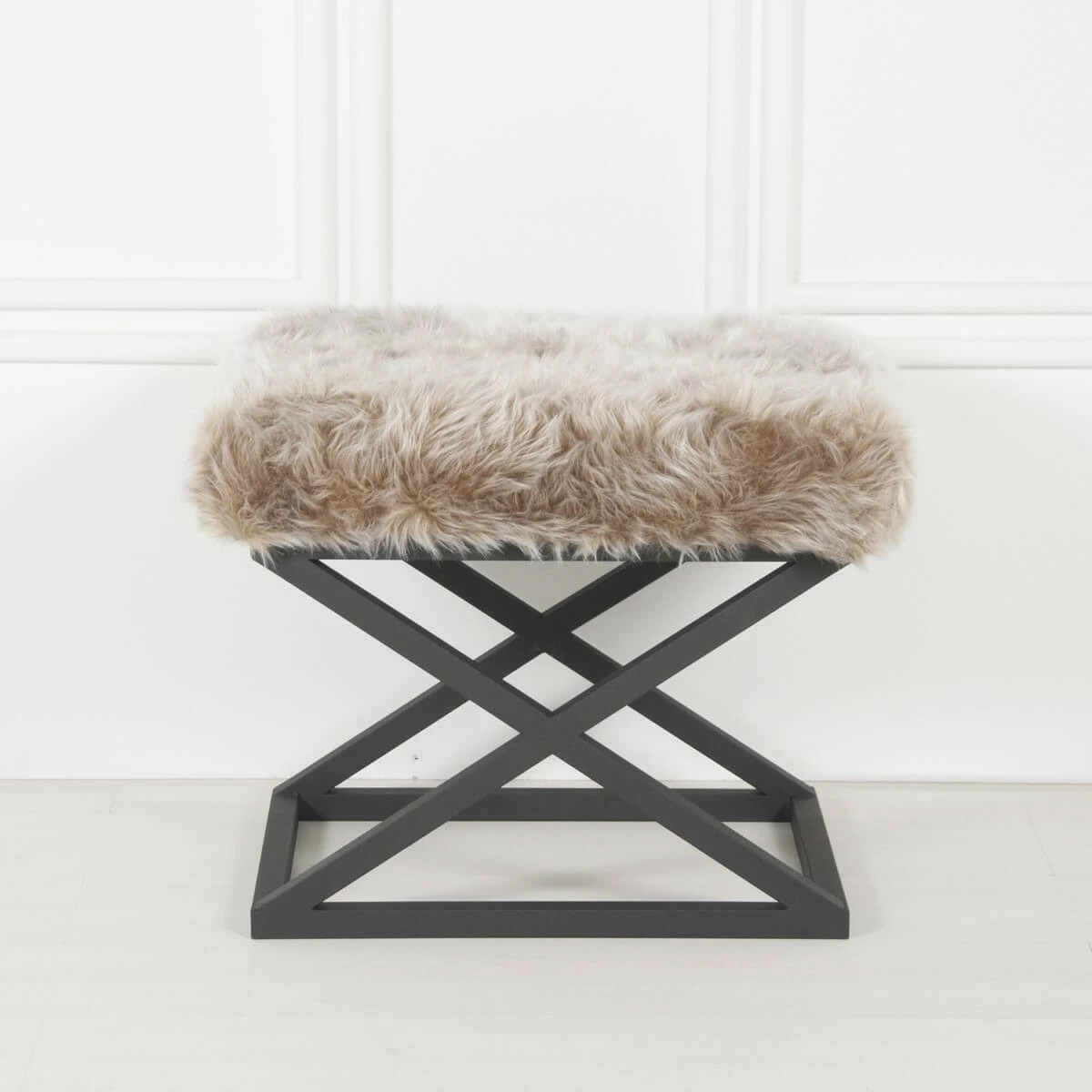 Puf Atelier del Sofa, pelush Capraz, ngjyrë e zezë dhe gri
