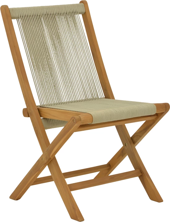 Karrige e palosshme Banou, dru teak dhe litar PE, ngjyrë e zezë, 51.5x58x88cm