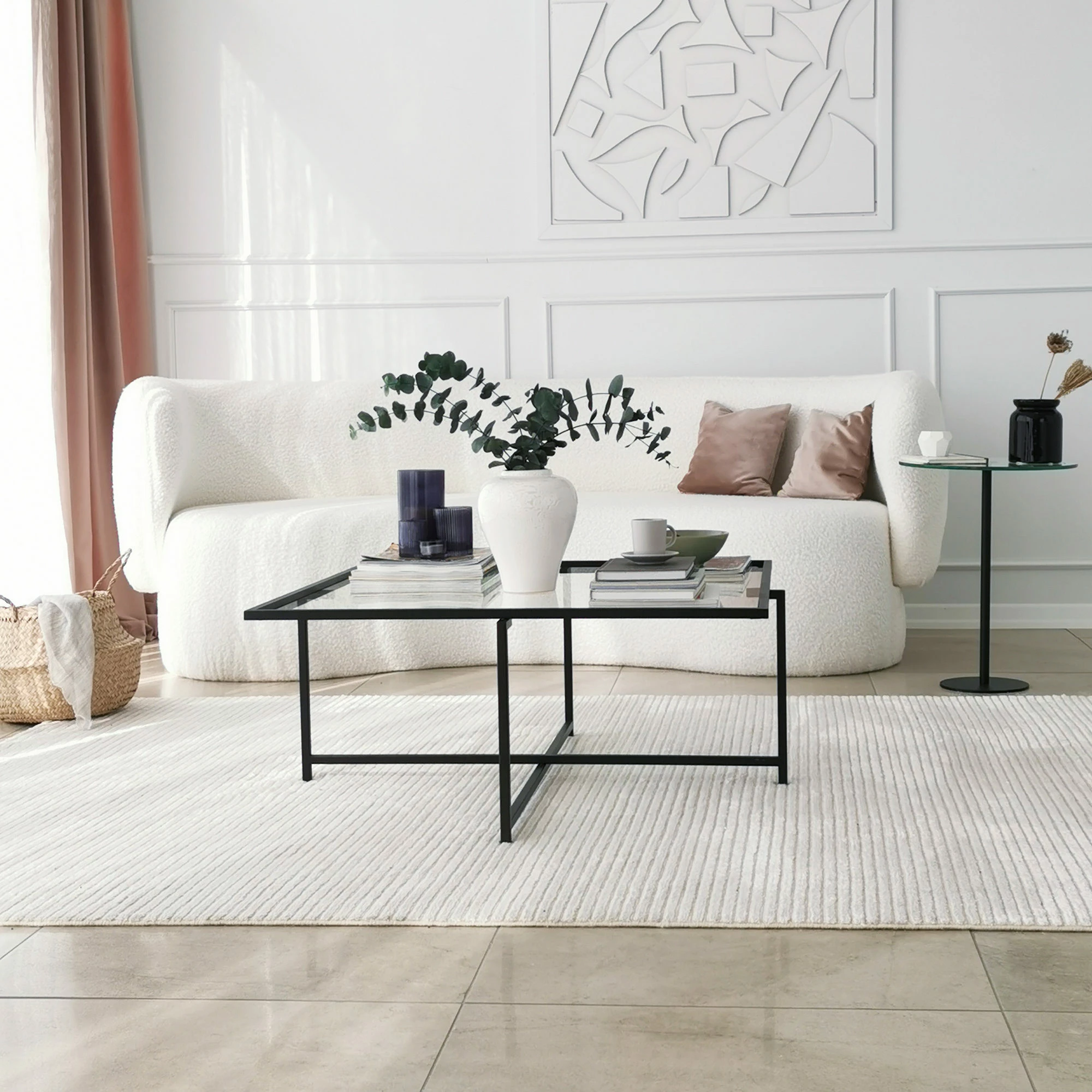 Tavolinë kafeje Hanah Home, Sun S409, ngjyrë e zezë, 85x85x35cm