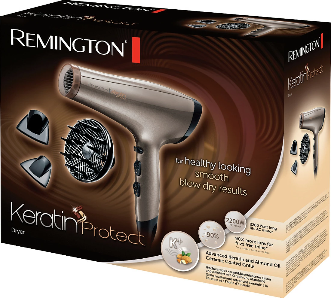 Tharëse flokësh Remington AC8002, 2200 W, motor AC, jonike, me difuzor, gri