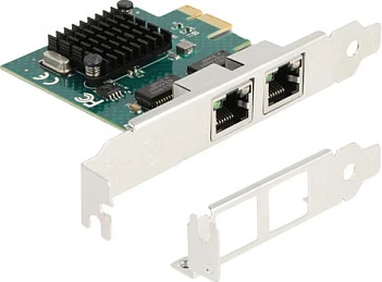 Kartë rrjeti DeLOCK PCIe x1, 2x RJ45 Gigabit LAN (BCM), PCIe 2.0, gri