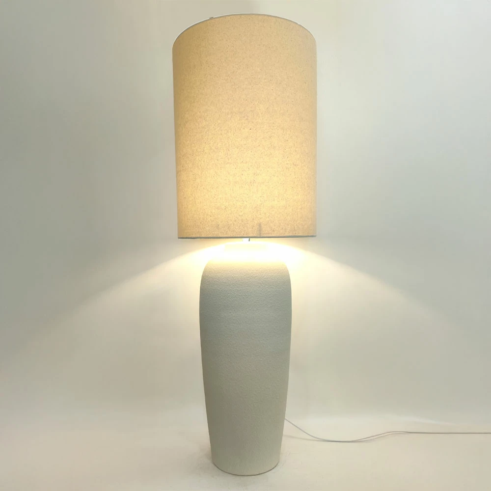 Llambë tavoline EONIA, qeramikë dhe lino, e bardhë, 35x35x101cm