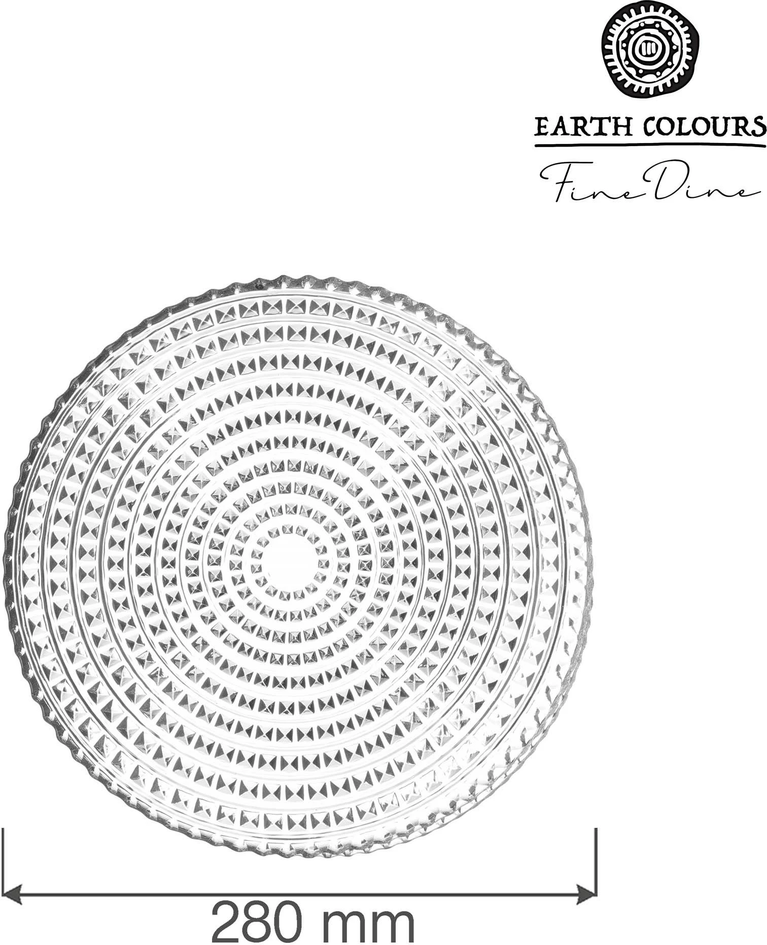 Pjatë e sheshtë Fine Dine Vibe Ø280mm qelqi transparente, set 6 copë