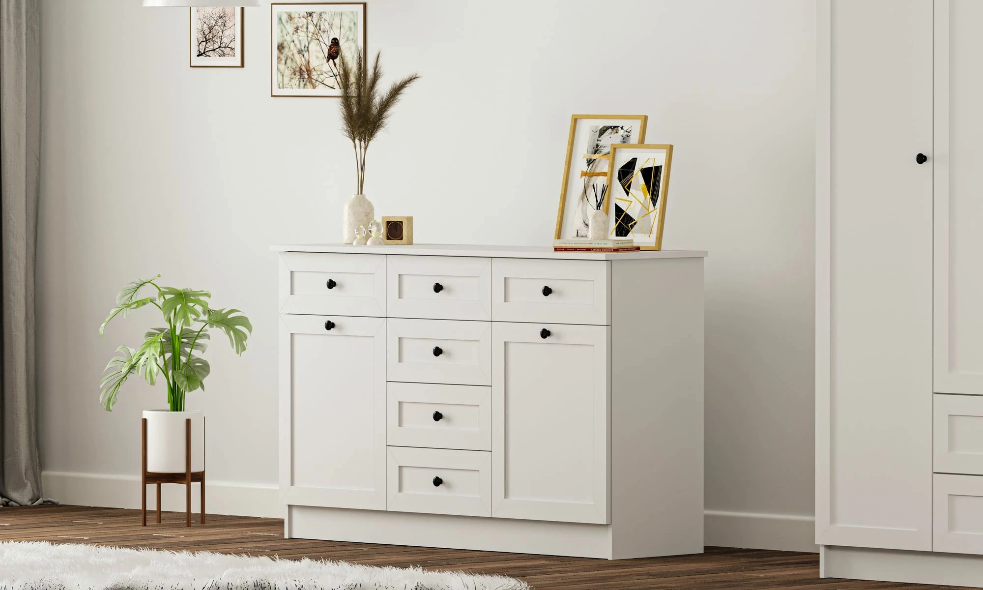 Komodë Skye Decor, ngjyrë e bardhë mat, RB-168-04-001