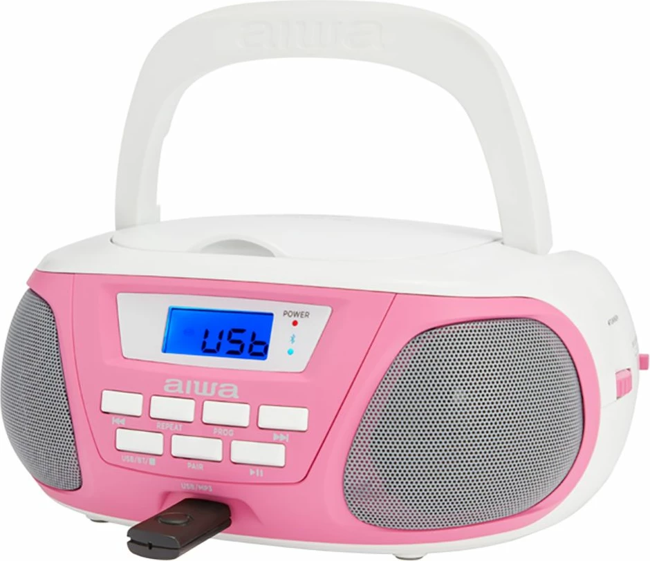 Radio Boombox Portativ me Bluetooth, CD dhe MP3 AIWA BBTU-300PK (Pembe)