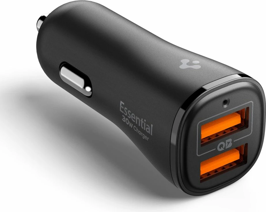 Karikues për veturë Spigen Essential EV302 30W, 2x USB-A, i zi, 1 copë