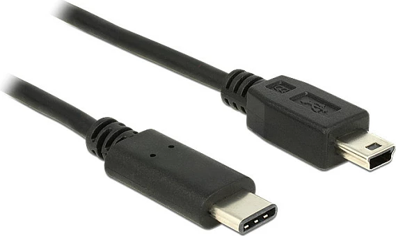 Kabllo USB-C DeLOCK 83603, 1 m, USB 2.0, USB-C në Mini-USB B, e zezë