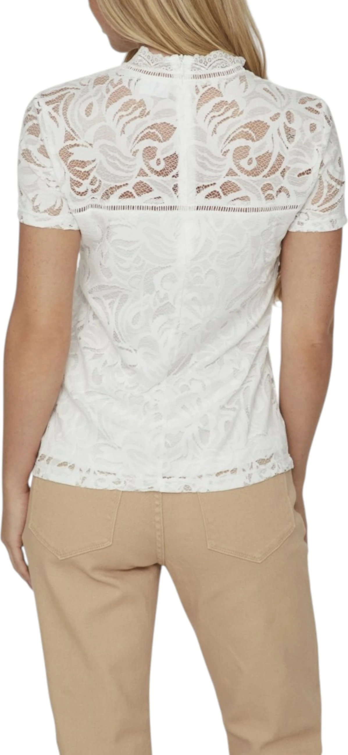 Maicë për femra Vila Clothes VISTASIA S/S LACE, krem [Madhësia: XS]