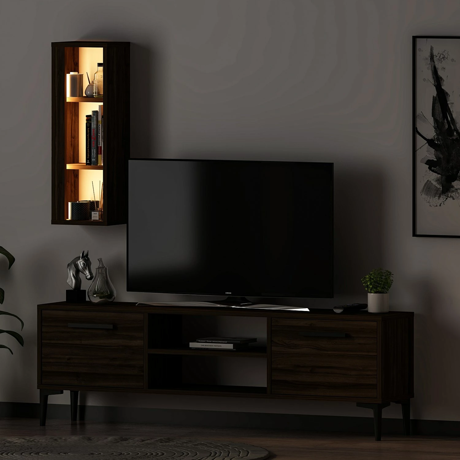 Komodë TV Skye Decor, ngjyrë arre, Bien