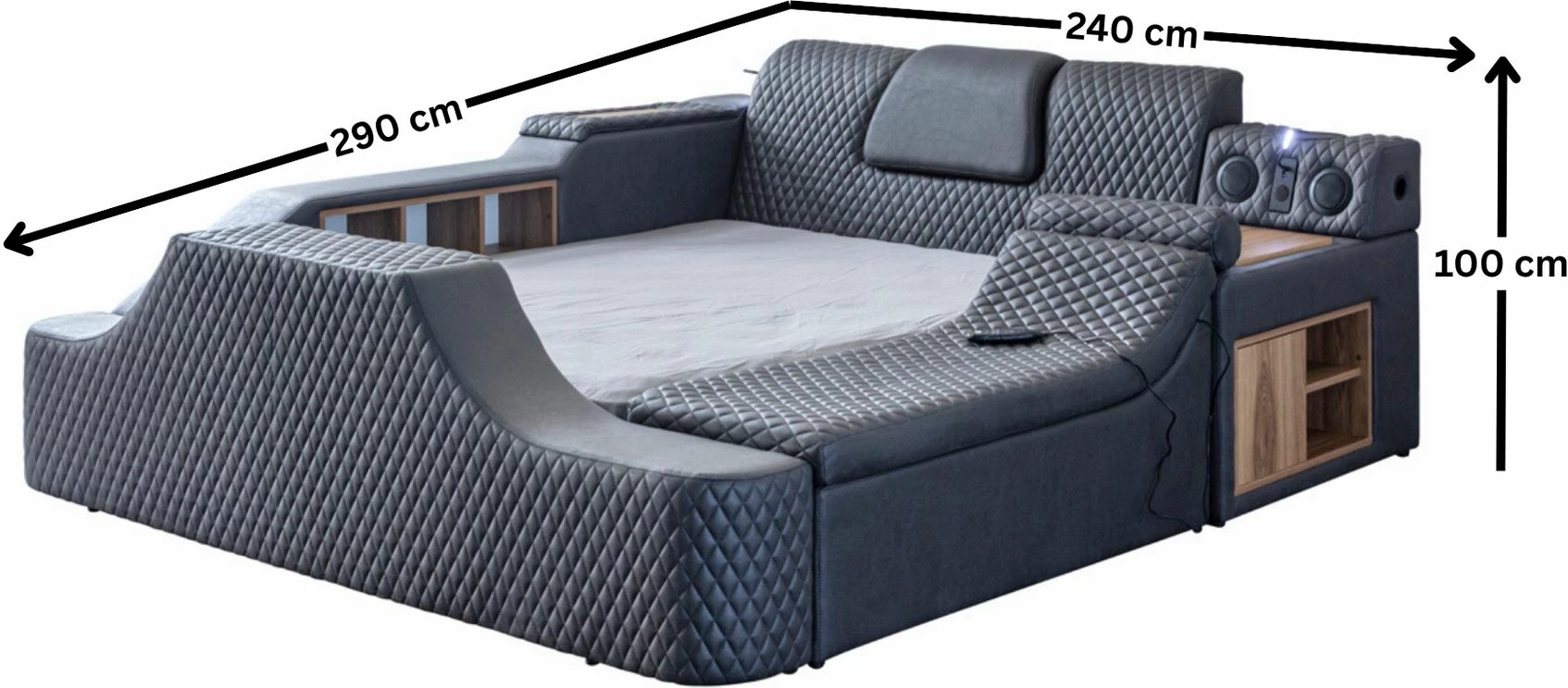 Krevat dopio me funksione smart, ngjyrë e zezë, Skye Decor Escape