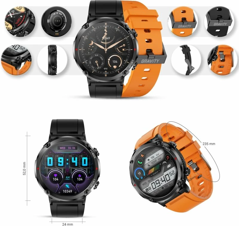 Smartwatch Gravity për të dy gjinitë, portokalli