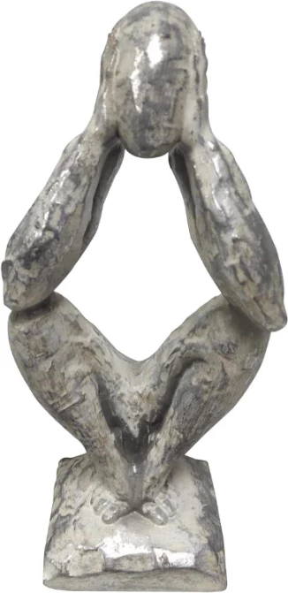 Figurë dekorative Pensei 2, polirezine, ngjyrë argjendi, 9x7x21 cm