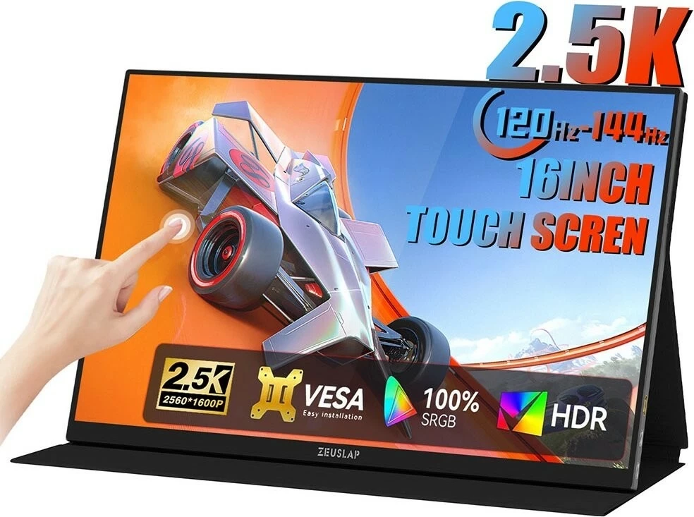 Monitor Zeuslap P16KT, 16", IPS, 2.5K, 144Hz, Touch, i zi