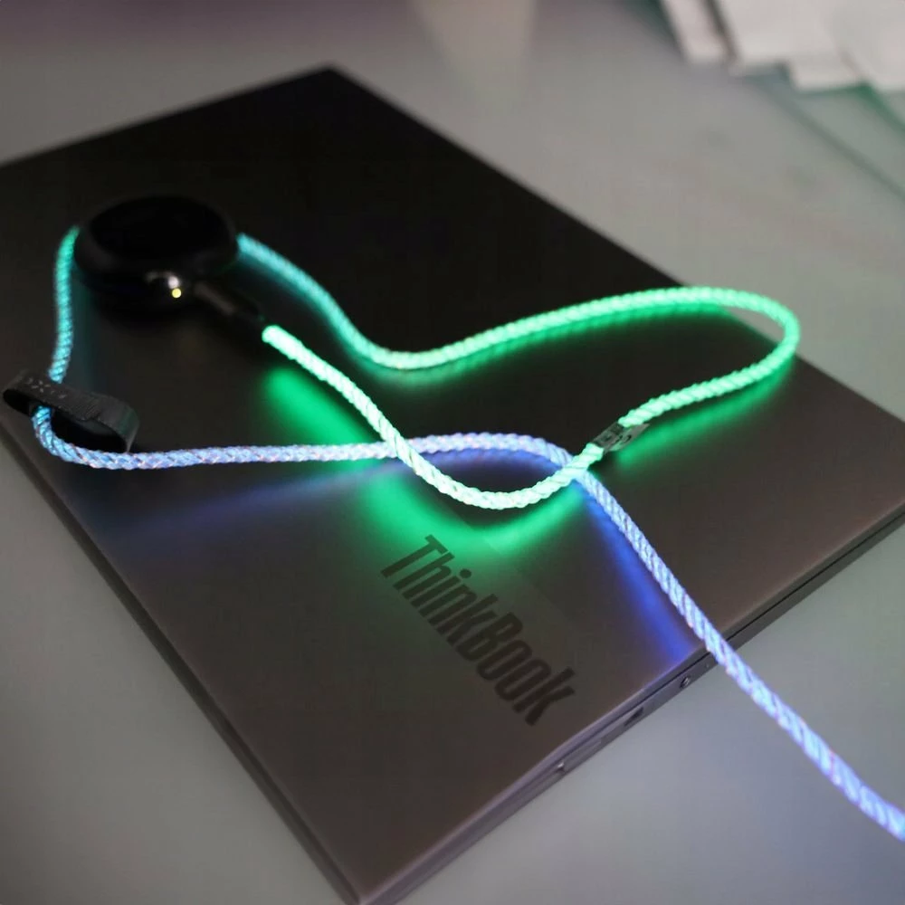 Kabllo USB-C në USB-C Fixed FIXDLED-CC-RA 1.2 m 60W PD me RGB, Multicolor, me shirit velcro + organizues vetëngjitës