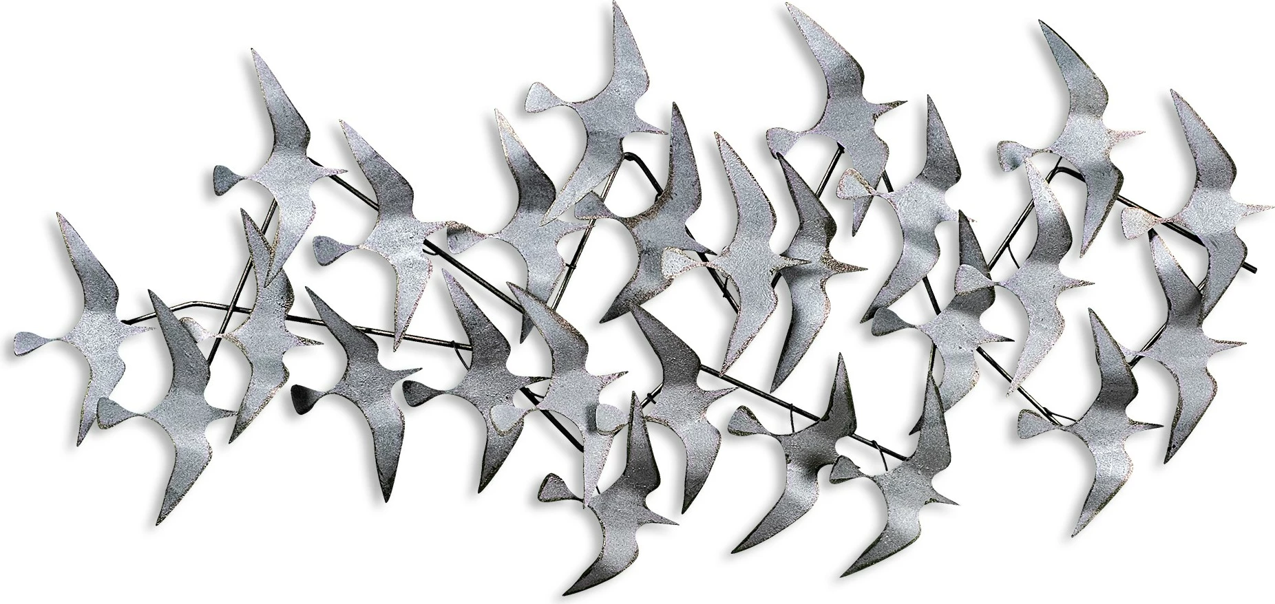 Aksesor dekorativ muri prej metali Wallity, Martılar 3, shumëngjyrësh, 59x124cm