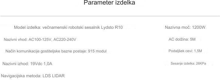 Fshesë me korrent multifunksionale Lydsto R10 4-në-1, 3000Pa/26kPa, 5200mAh, LiDAR, qese pluhuri 3L, e bardhë