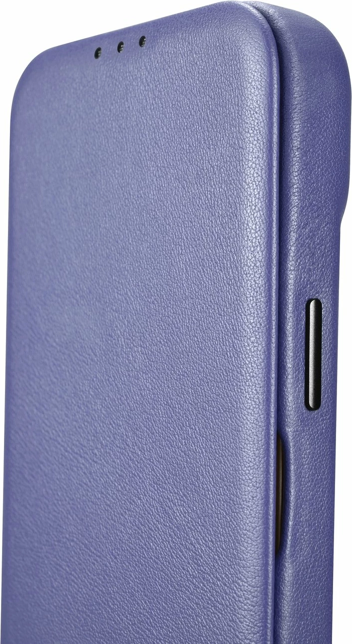 Mbështjellës iCarer CE Premium lëkurë folio për iPhone 14 Pro, MagSafe, vjollcë e lehtë