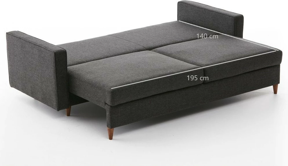 Divan-krevat treshe, ngjyrë antracit, Atelier del Sofa, Eva