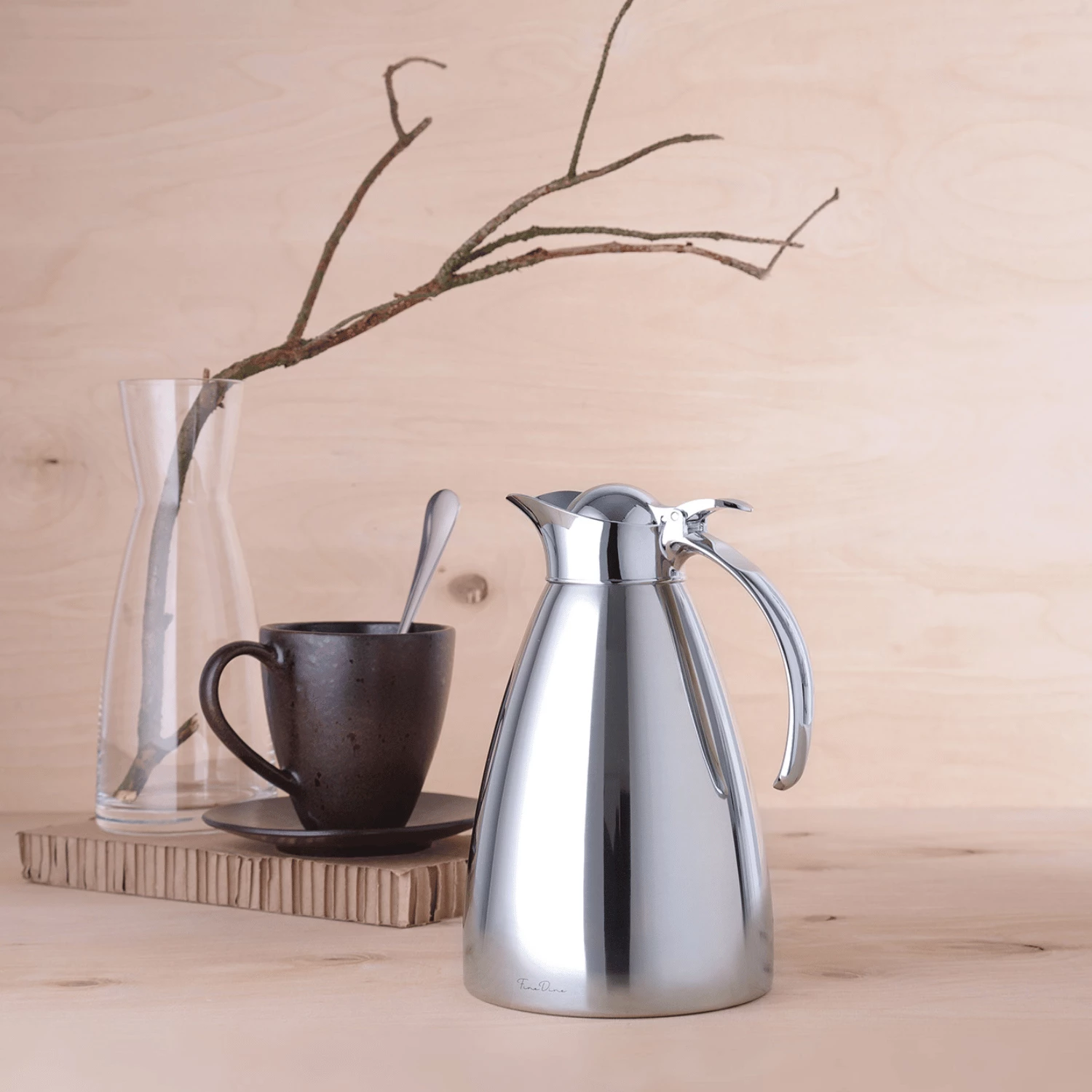 Termos konferencash për kafe e çaj, Fine Dine, 0.6 L, çelik inox 18/10, sistem me levë, argjendtë