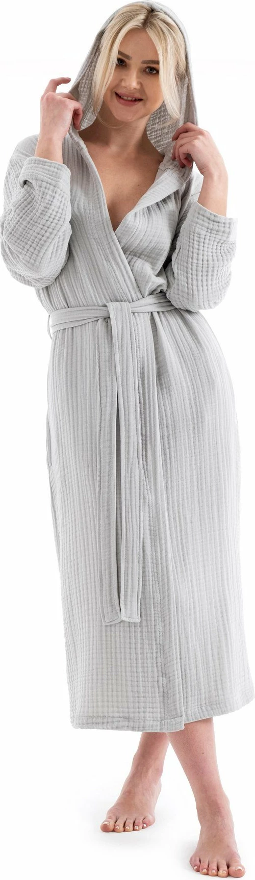 Rrobdeshamer unisex, muslin, ngjyrë gri, XXL