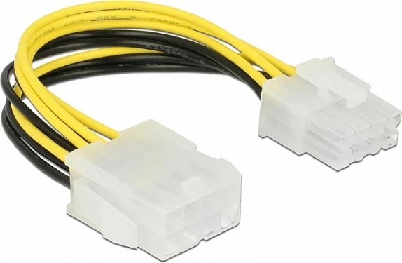 Kabllo zgjatëse EPS12V DeLOCK 85451, 8-pin mashkull në 8-pin femër, 15 cm, zezë/bardhë/verdhe
