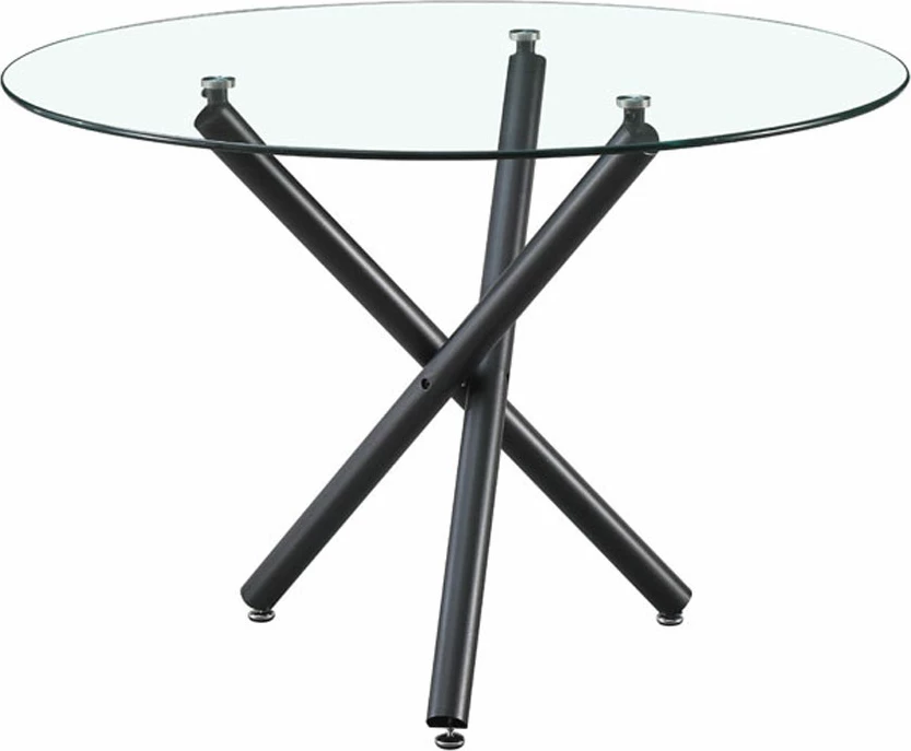 Tavolinë Gem, xham i tejdukshëm, bazë metalike e zezë, 110x110x74cm