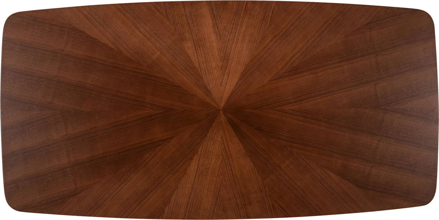 Tavolinë drejtkëndore për ngrënie RINER FH9745 MDF me finiturë arre në stil sunburst 180x90x76H cm