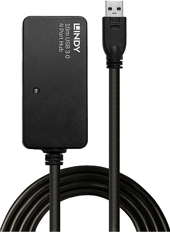Hub USB aktiv zgjatues Lindy 10m, USB 3.2 Gen 1 Type-A, 4 porta, 5Gbps, i zi