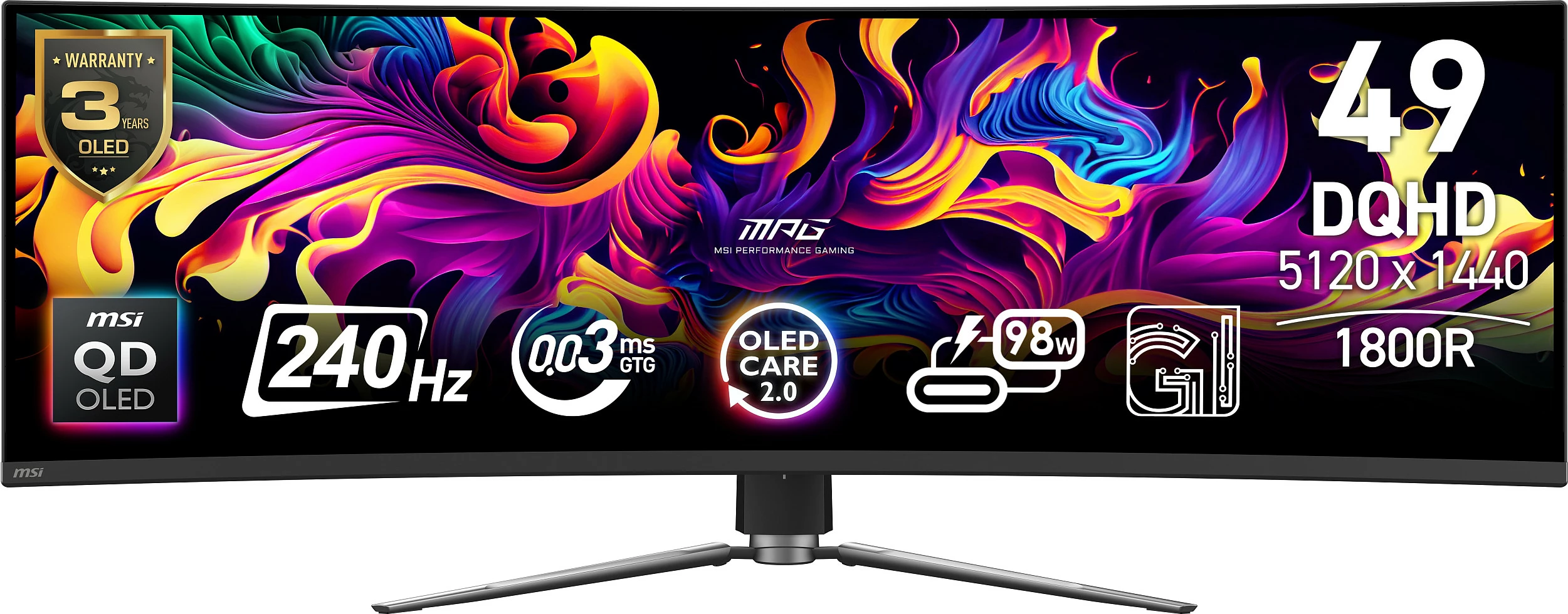 Monitor gaming MSI MPG 491CQPX QD-OLED 49", DQHD 5120x1440, 240Hz, 0.03ms, i zi