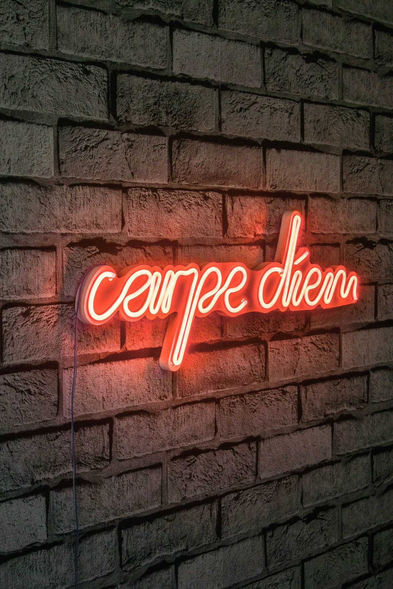 Dritë dekorative LED në mur, plastikë, 'carpe diem', e kuqe
